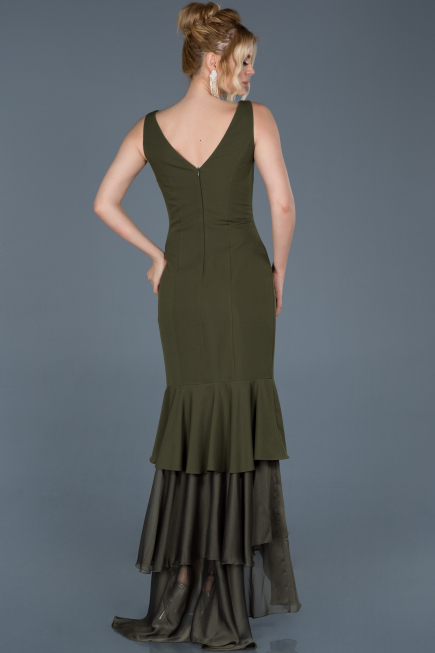 Front Short Back Long Olive Drab Mermaid Prom Dress ABO036