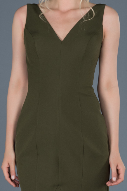 Front Short Back Long Olive Drab Mermaid Prom Dress ABO036