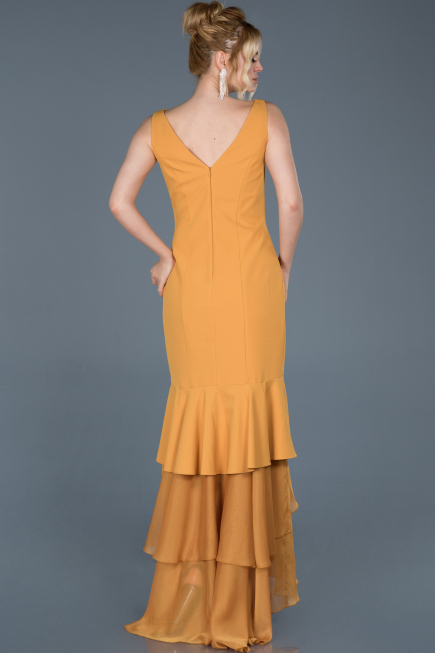 Front Short Back Long Saffron Mermaid Prom Dress ABO036