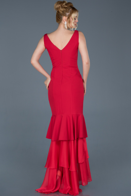 Front Short Back Long Red Mermaid Prom Dress ABO036