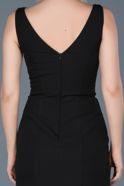 Front Short Back Long Black Mermaid Prom Dress ABO036