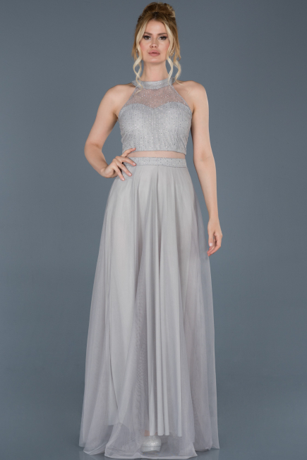 Long Grey Engagement Dress ABU766