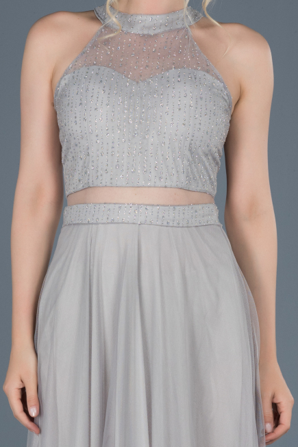 Long Grey Engagement Dress ABU766