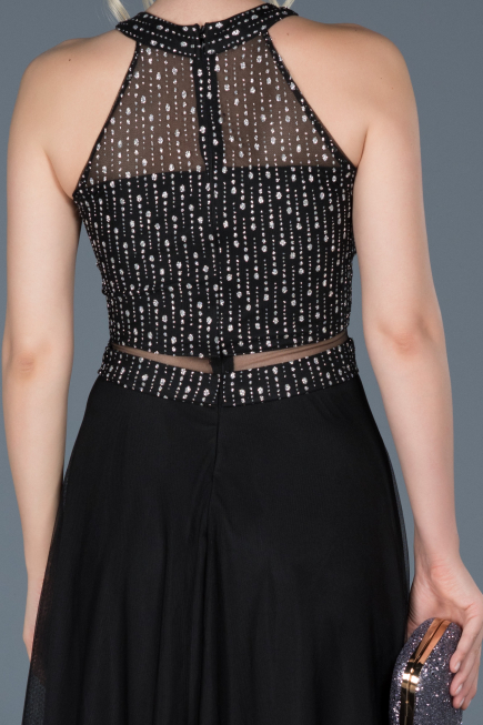 Long Black Engagement Dress ABU766